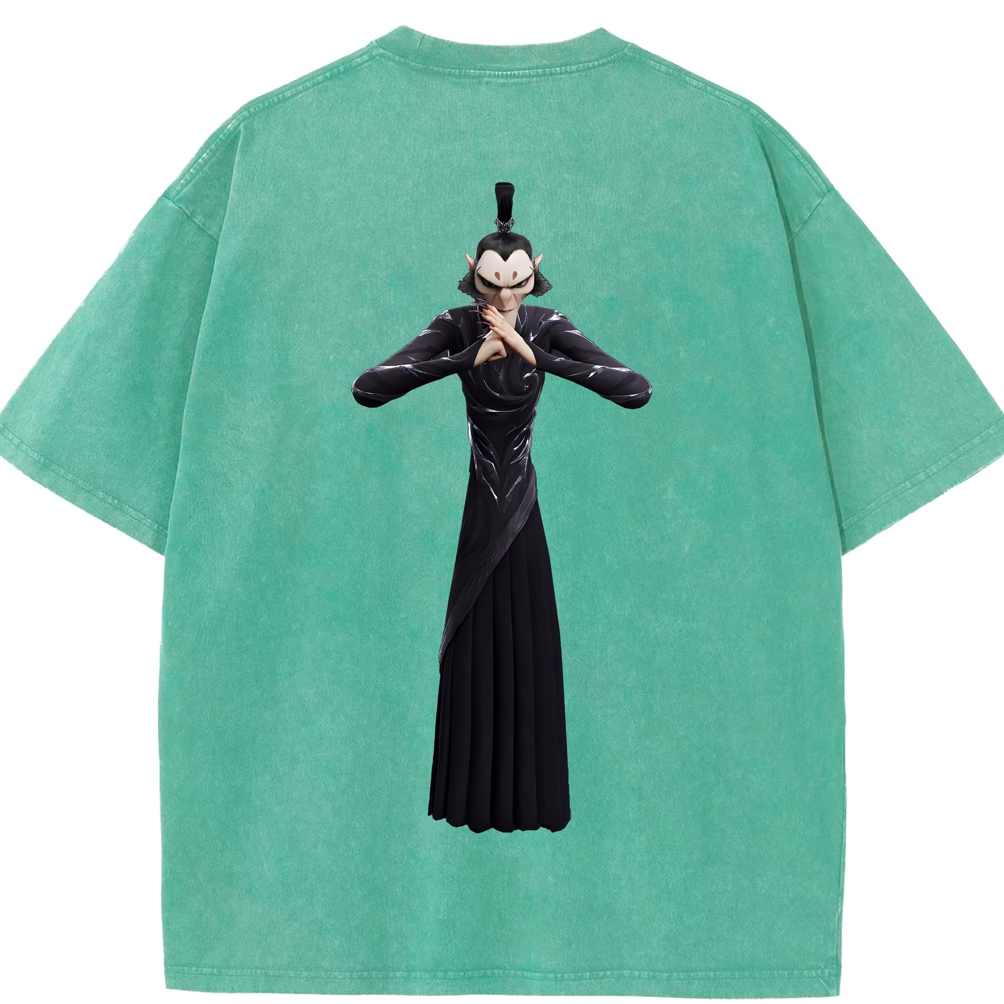 （画像用） Ne Zha 2 ナタ 魔童の大暴れ 綿100% ヴィンテージ風 半袖Tシャツ（背面プリント）